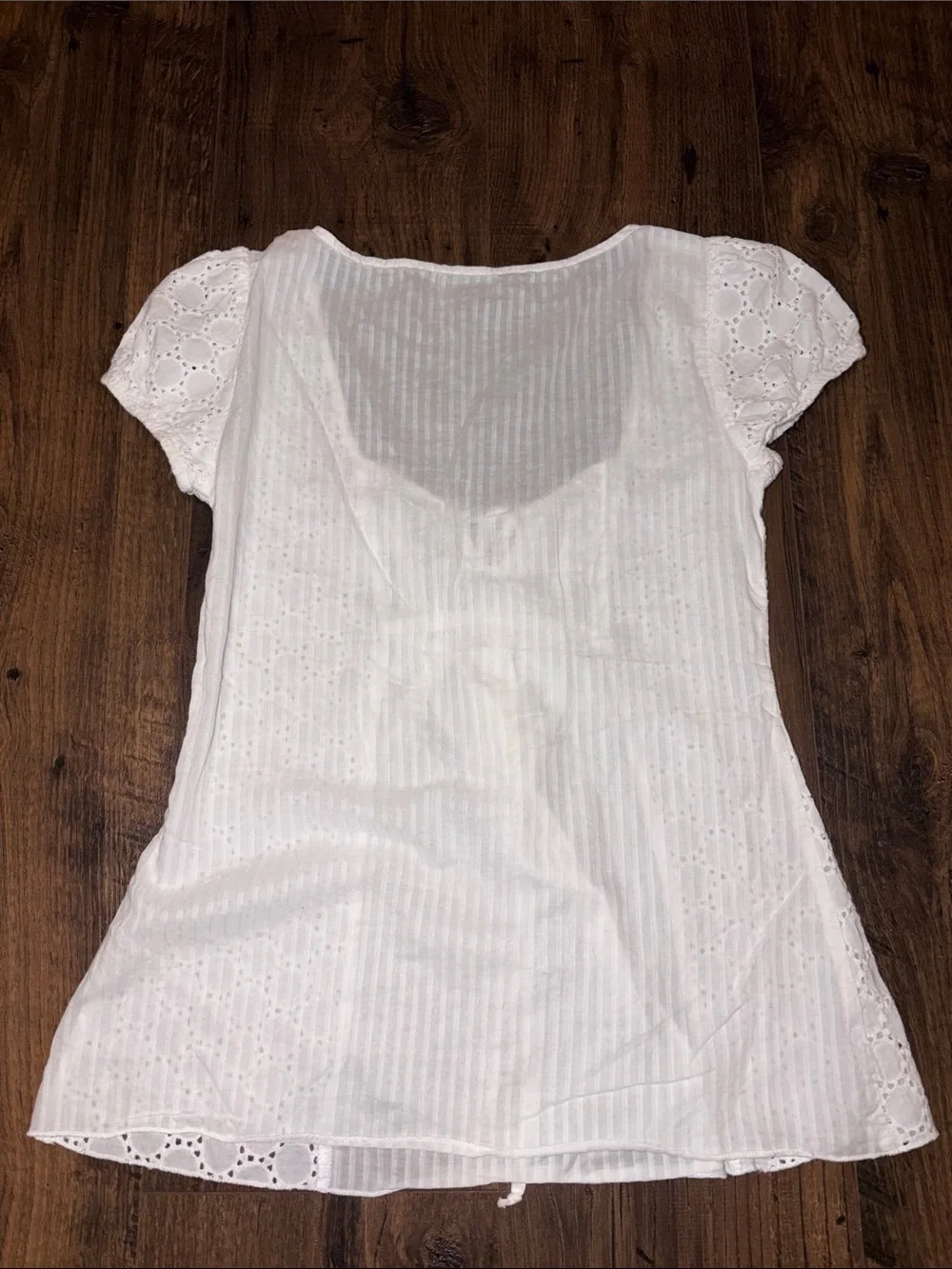 Banana Republic White Eyelet Lace Tie-Front Blouse